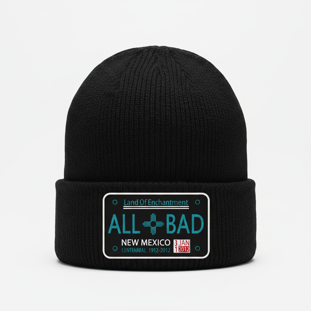 Black Beanie - All Bad Black Teal