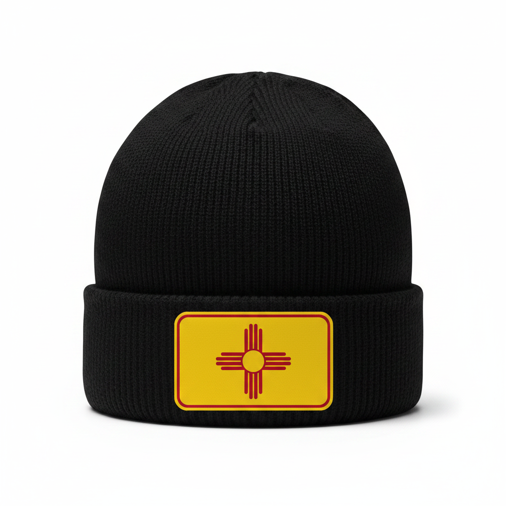 Black Beanie - Gold Zia Flag Design