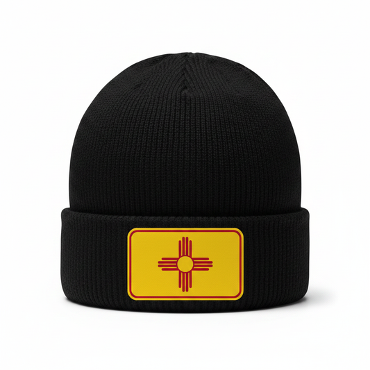 Black Beanie - Gold Zia Flag Design