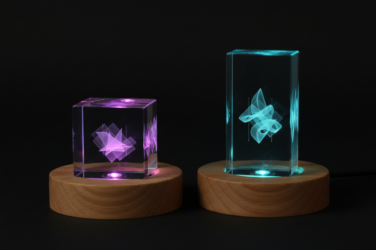 Both Sizes – Medium Natural Wood RGB LED Base