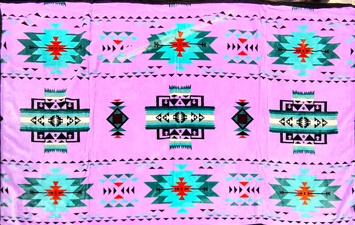 Lavender / Kunzite original Converging Arrows blanket pattern reference for King, approximately 108 × 90 inches; photographed sample shows color and design.