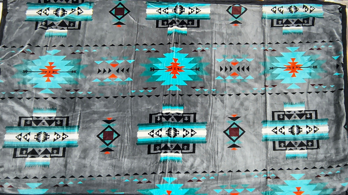 Gray / Hematite original Converging Arrows blanket pattern reference for King, approximately 108 × 90 inches; photographed sample shows color and design.