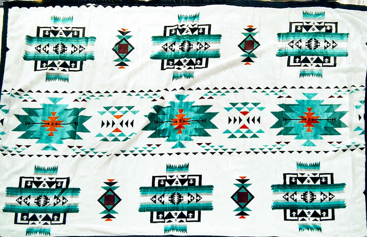 White / Marble original Converging Arrows blanket pattern reference for King, approximately 108 × 90 inches; photographed sample shows color and design.