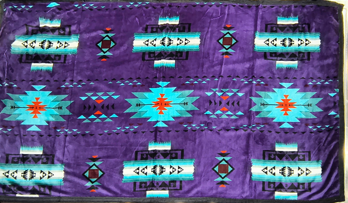 Purple / Amethyst original Converging Arrows blanket pattern reference for King, approximately 108 × 90 inches; photographed sample shows color and design.