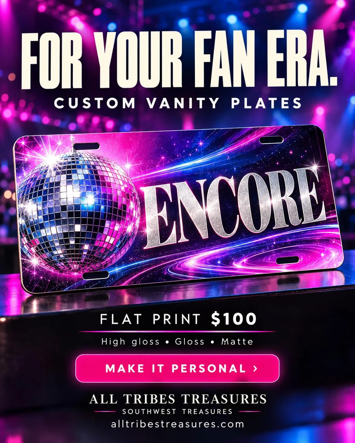 Custom Aluminum License Plate – Personalized 12 × 6 UV Print - 6 Styles/Finishes