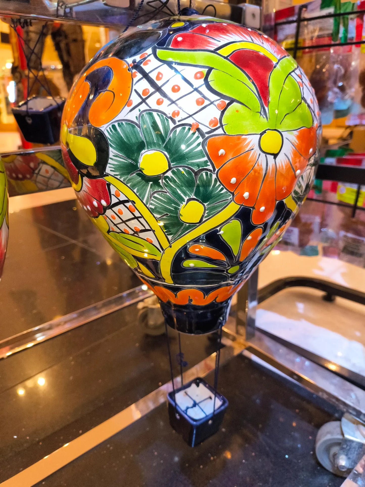 Large Talavera Ceramic Balloon: Hand-Painted Folk Art