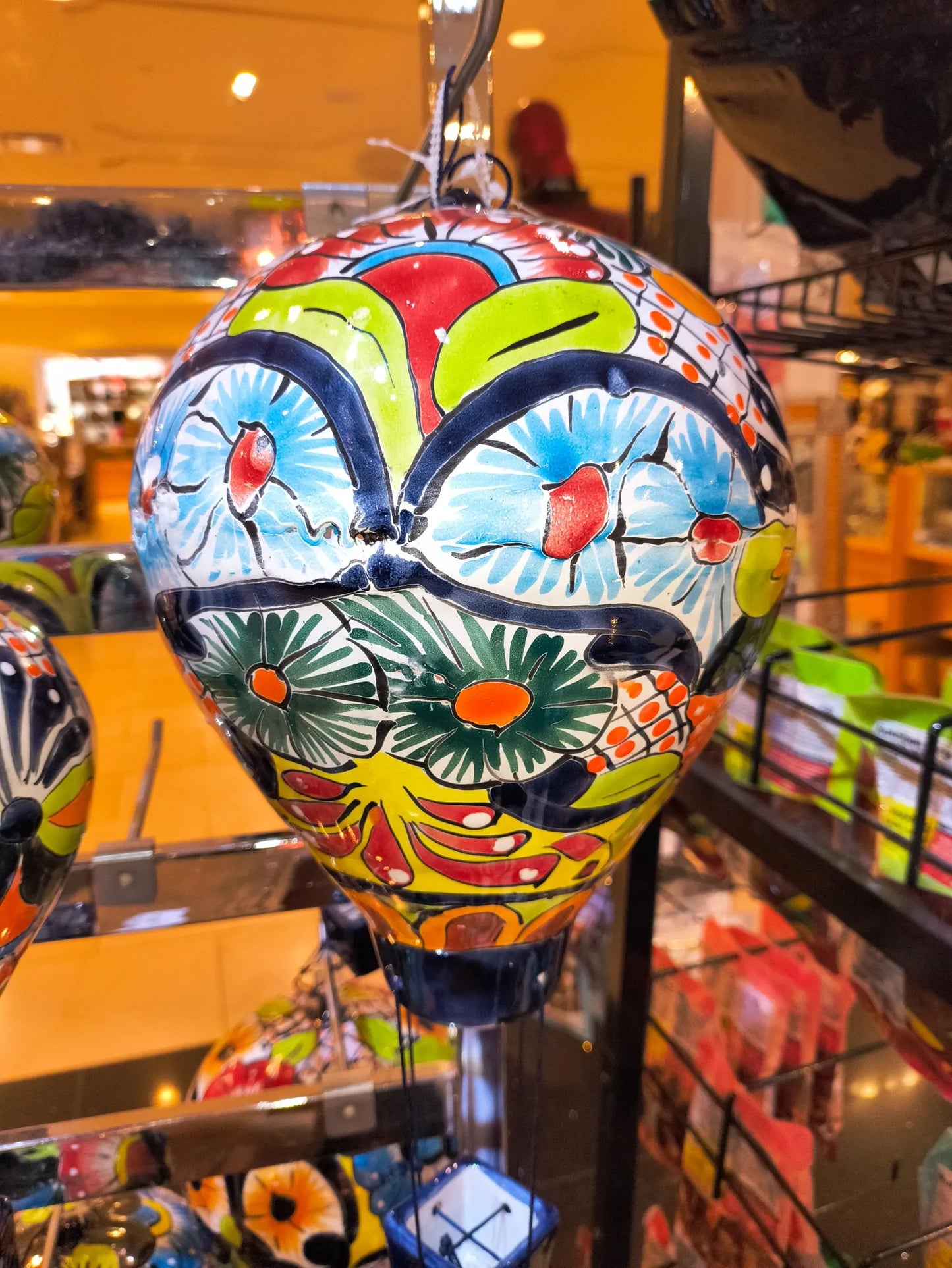 Large Talavera Ceramic Balloon: Hand-Painted Folk Art