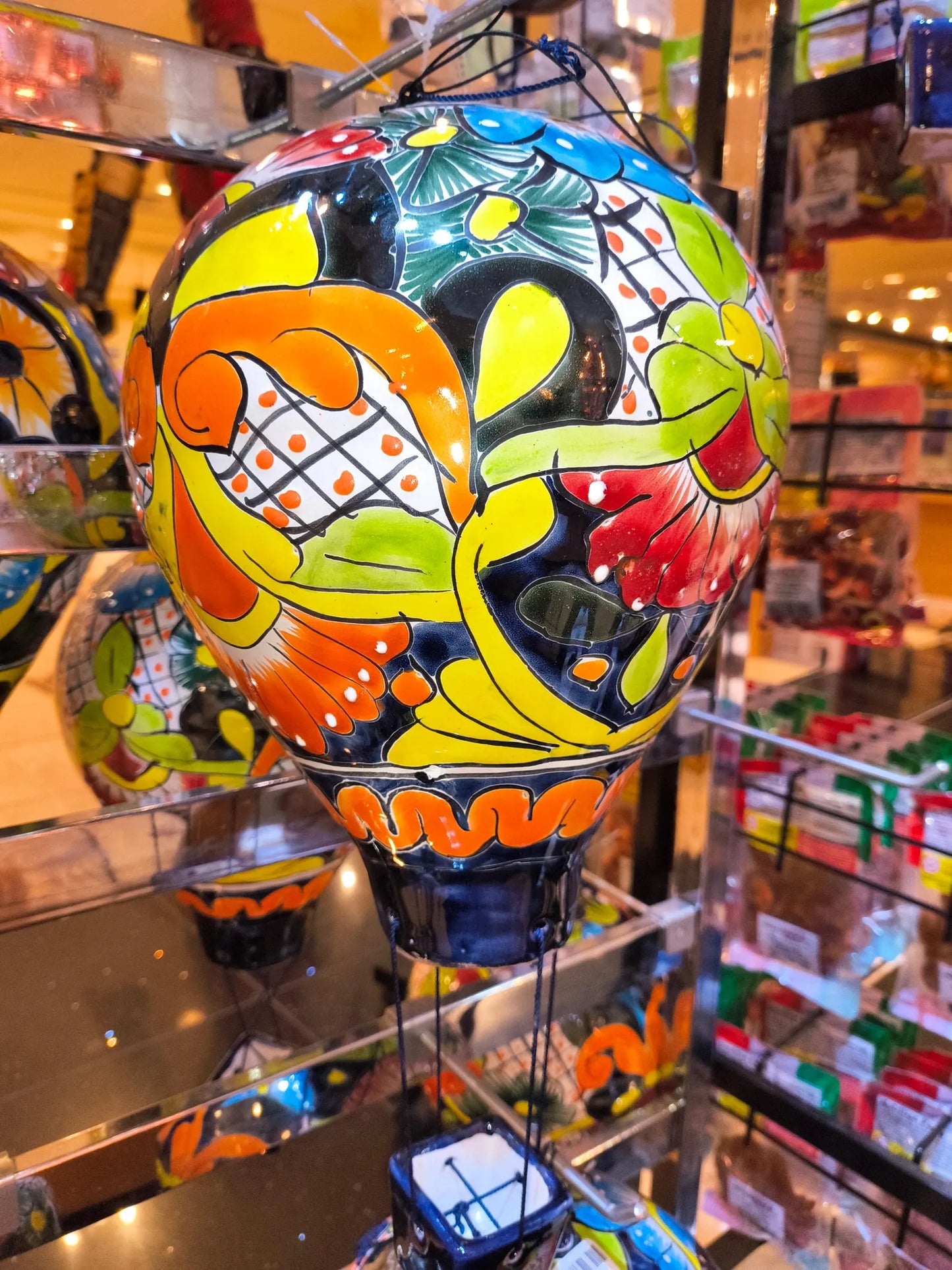 Large Talavera Ceramic Balloon: Hand-Painted Folk Art