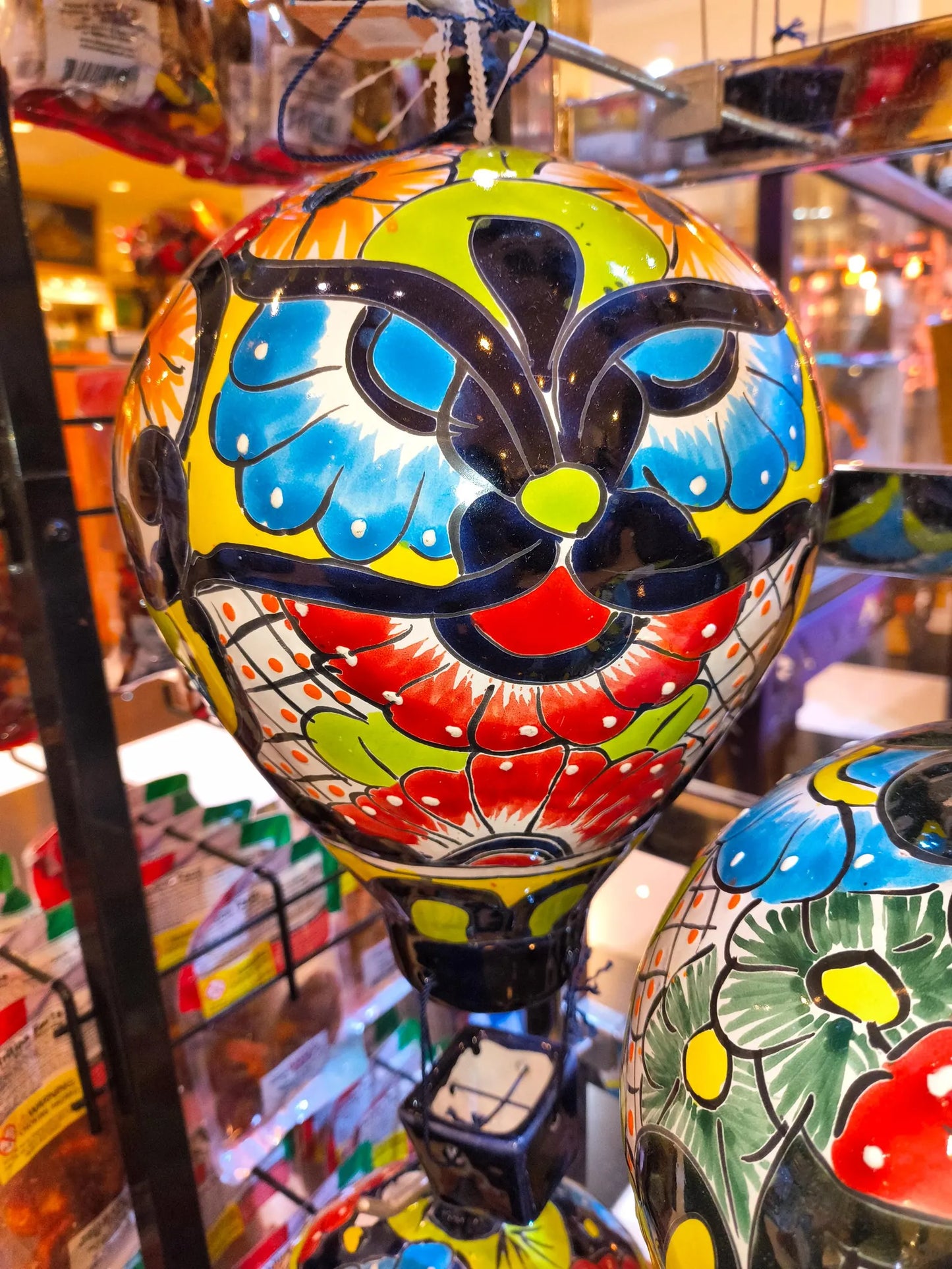 Large Talavera Ceramic Balloon: Hand-Painted Folk Art