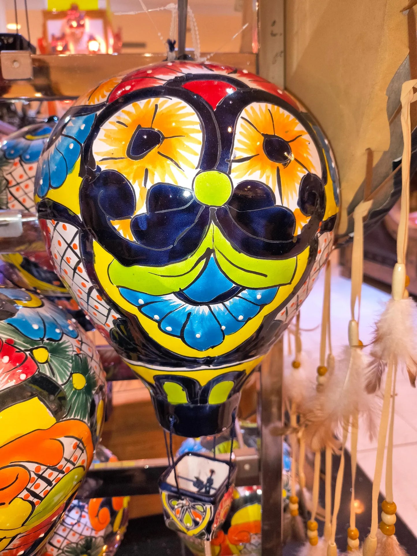 Large Talavera Ceramic Balloon: Hand-Painted Folk Art