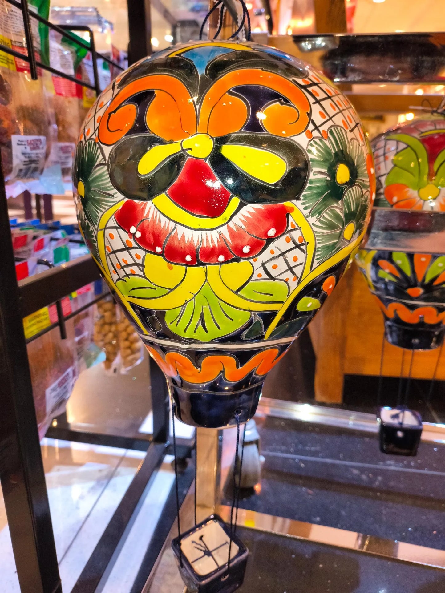 Large Talavera Ceramic Balloon: Hand-Painted Folk Art
