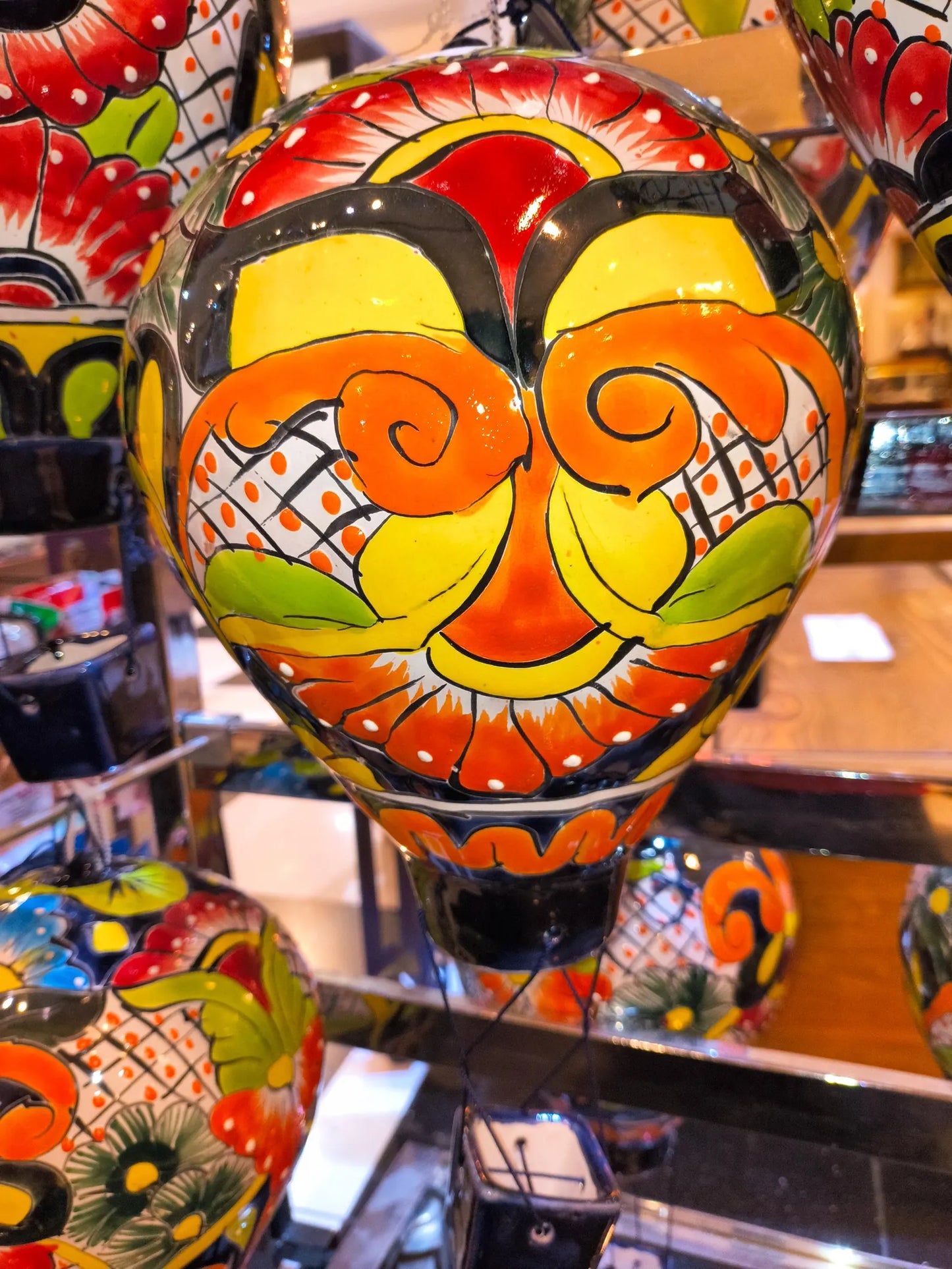Large Talavera Ceramic Balloon: Hand-Painted Folk Art