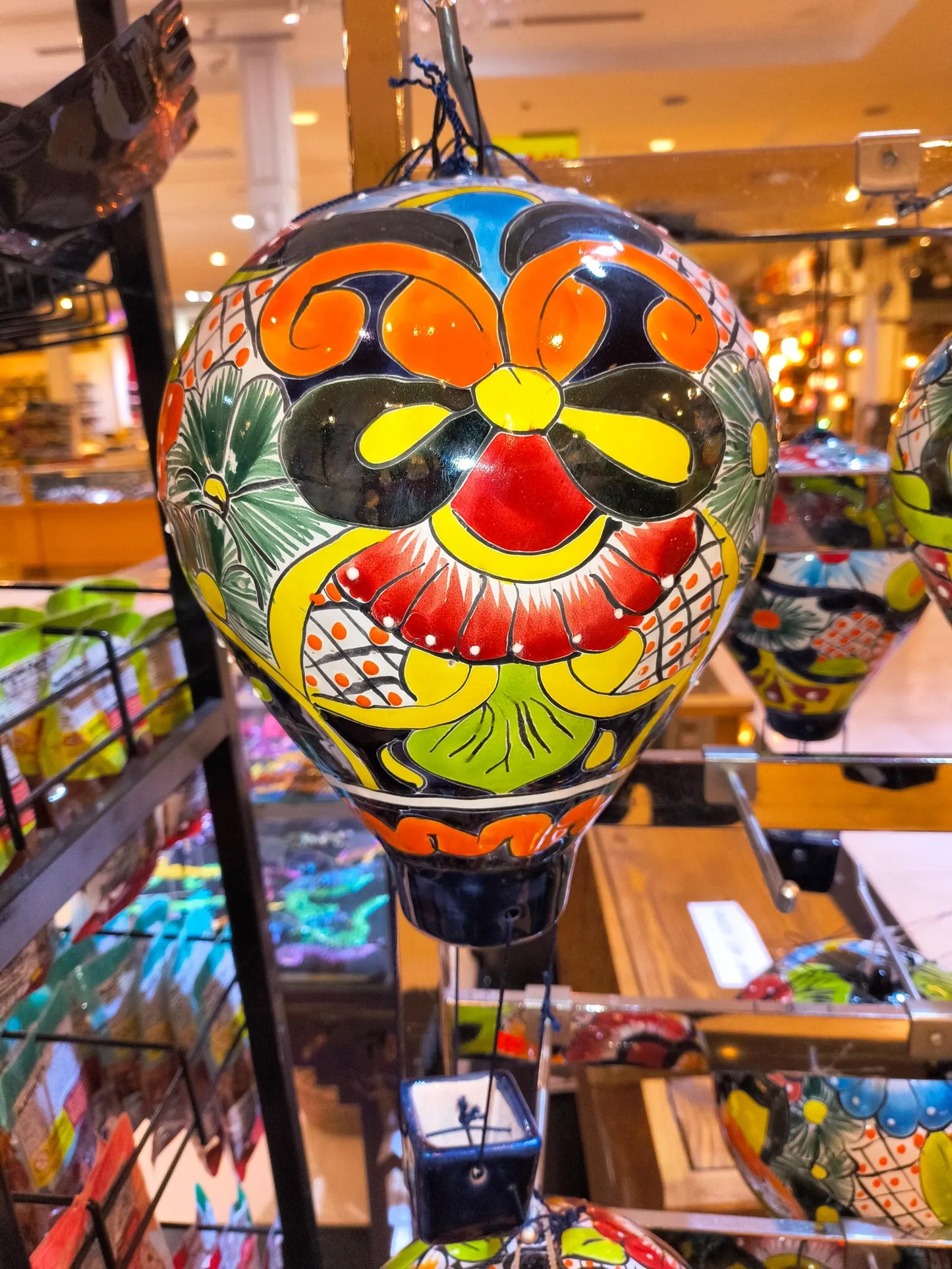 Large Talavera Ceramic Balloon: Hand-Painted Folk Art