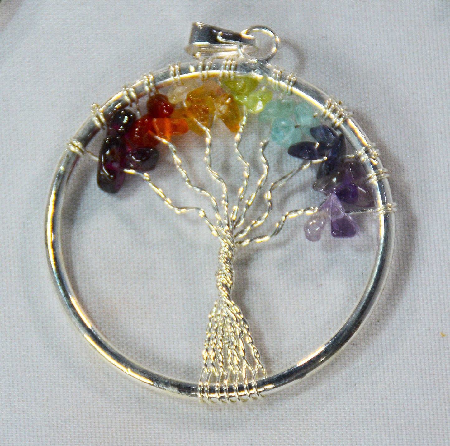 1.5-inch Natural Healing Crystals Tree of Life Chakra Gemstone Pendant - Mother&#39;s/Father&#39;s Day or Birthday/Birthstone Gift