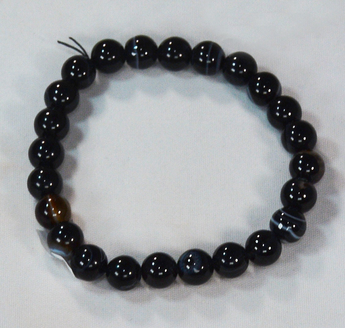 8mm Banded Black Onyx Stretch Bracelet – Healing Stone Jewelry