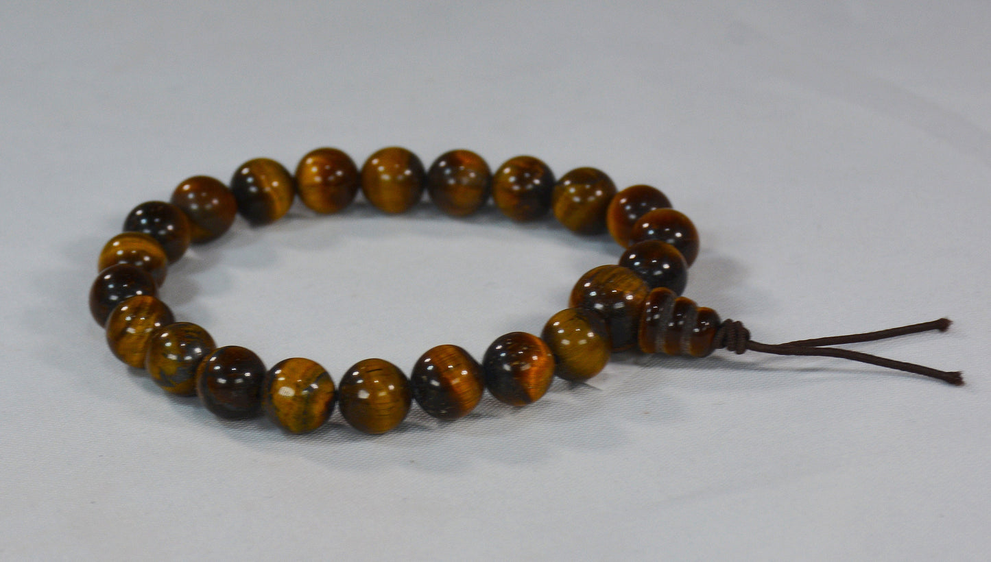 8mm Tiger’s Eye Mala-Style Stretch Bracelet – Tibetan Healing Jewelry