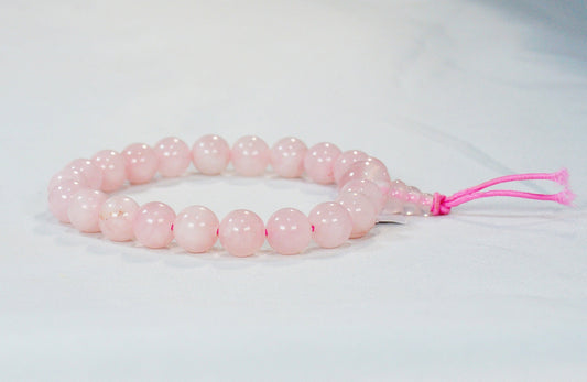 8mm Rose Quartz Mala-Style Stretch Bracelet – Healing Stone Jewelry