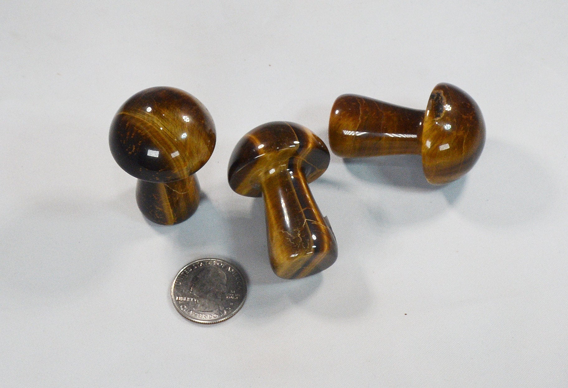 Tigerseye Stone Carved Mushrooms – Unique Collectible All Tribes Treasures
