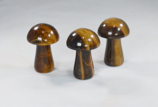 Tigerseye Stone Carved Mushrooms – Unique Collectible All Tribes Treasures