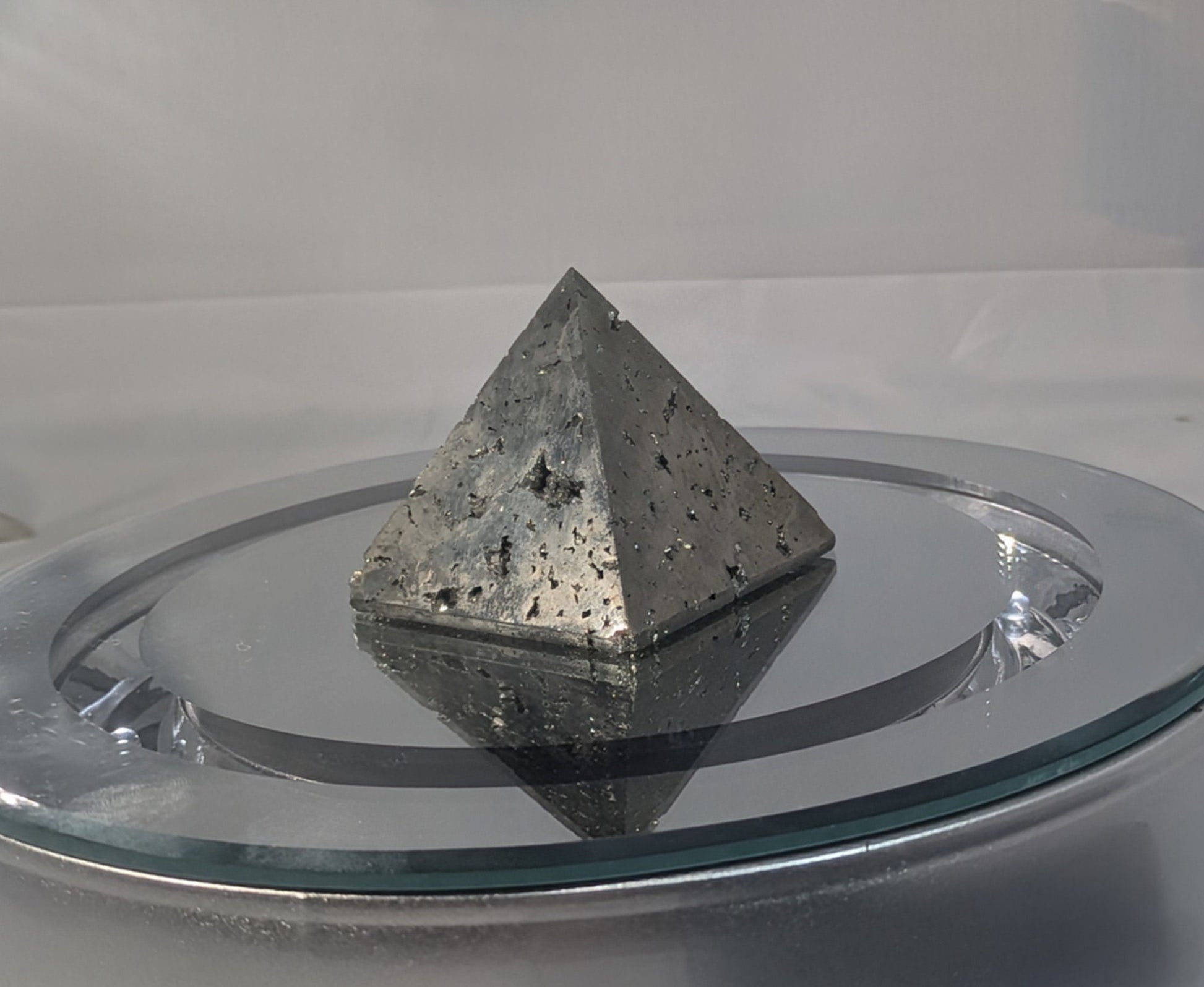Carved Pyrite Pyramid Sculpture for Energy & Decor All Tribes Treasures