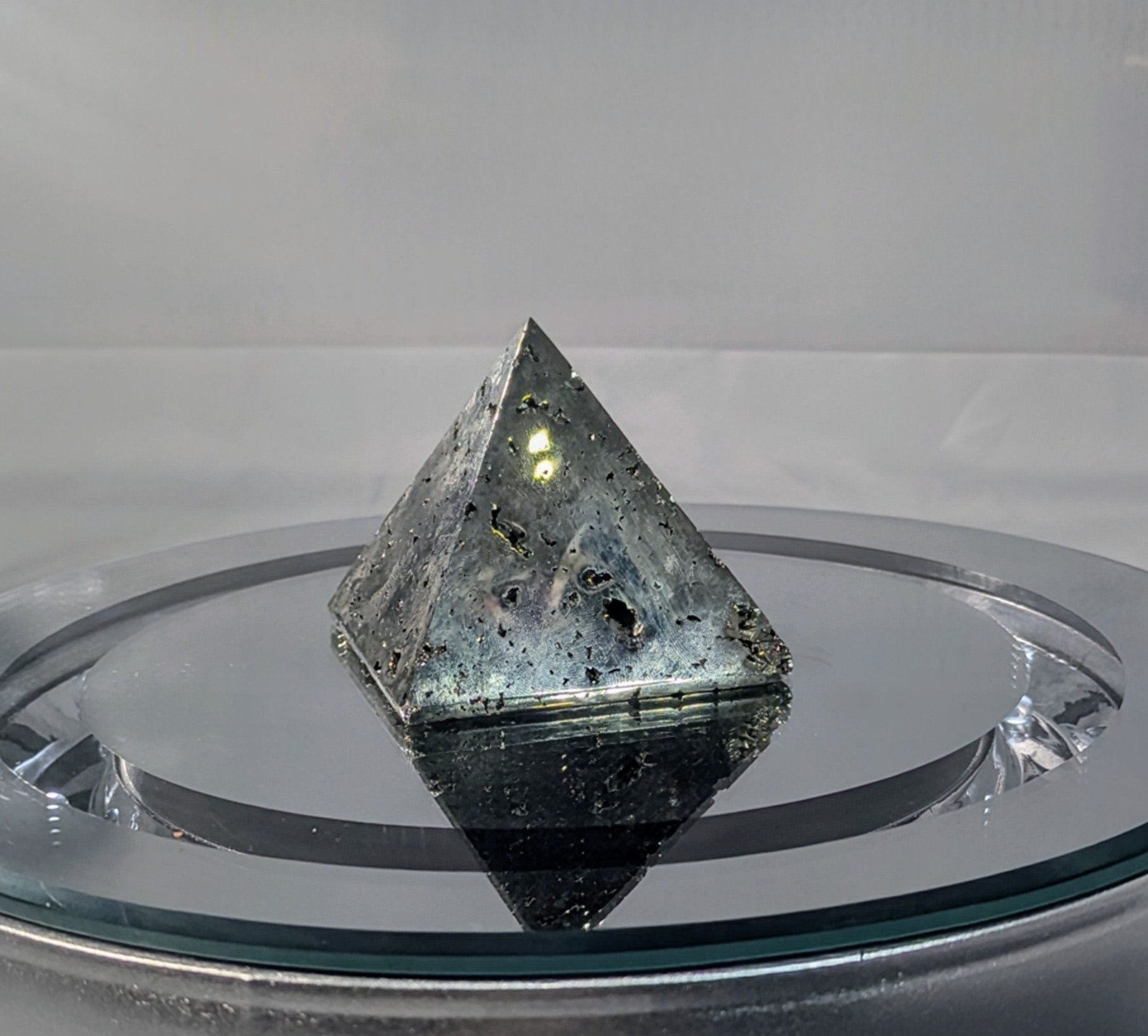 Carved Pyrite Pyramid Sculpture for Energy & Decor All Tribes Treasures
