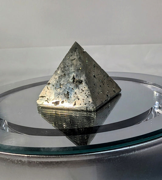 Medium Carved Pyrite (Fool&#39;s Gold) Pyramid – Natural Stone Energy Sculpture