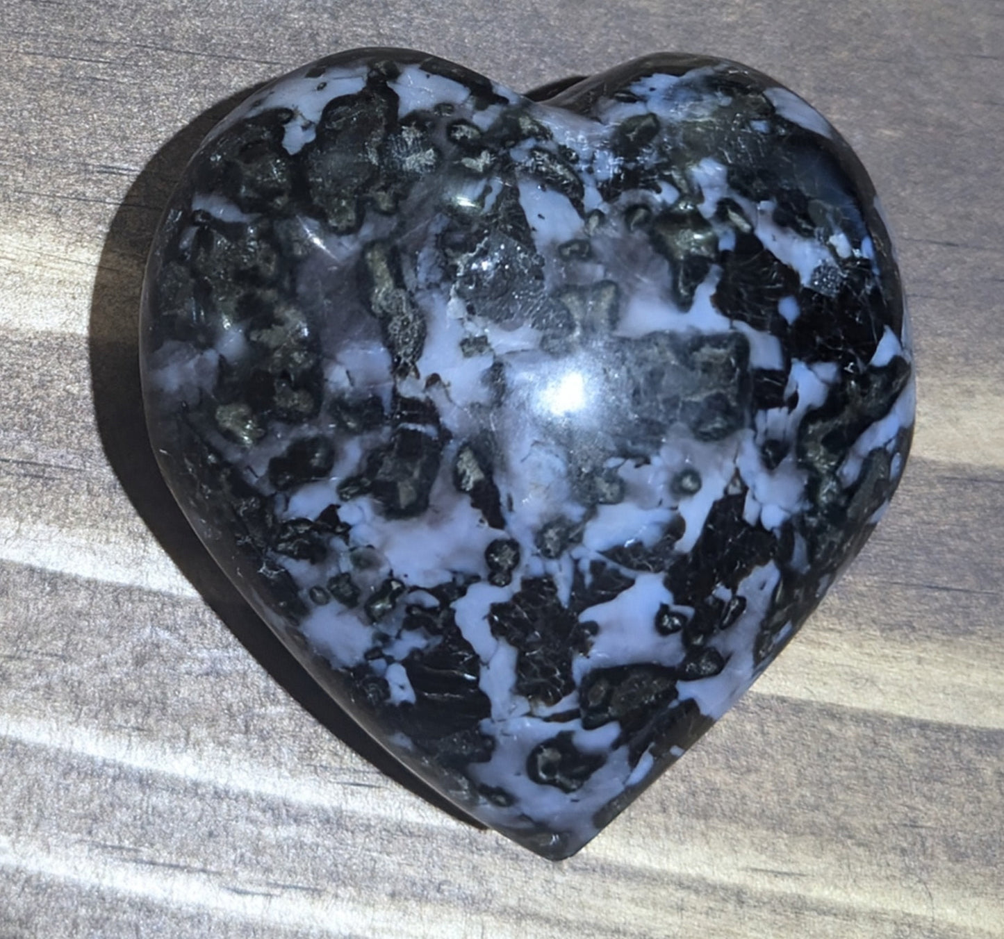 Medium Merlinite Carved and Polished Stone Heart