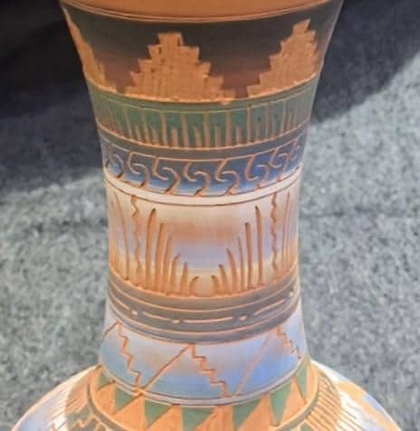 Handmade Decorative Vase by Emerson Grey, Diné (Navajo) – Hand-Etched and Painted Native American Pottery