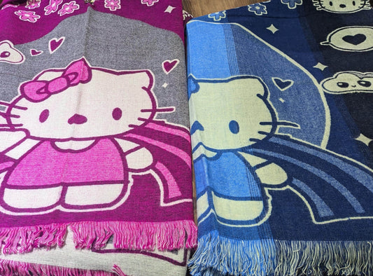 Hello Kitty Reversible Hooded Poncho – Unisex Christmas Gift | Pink and White or Blue and White