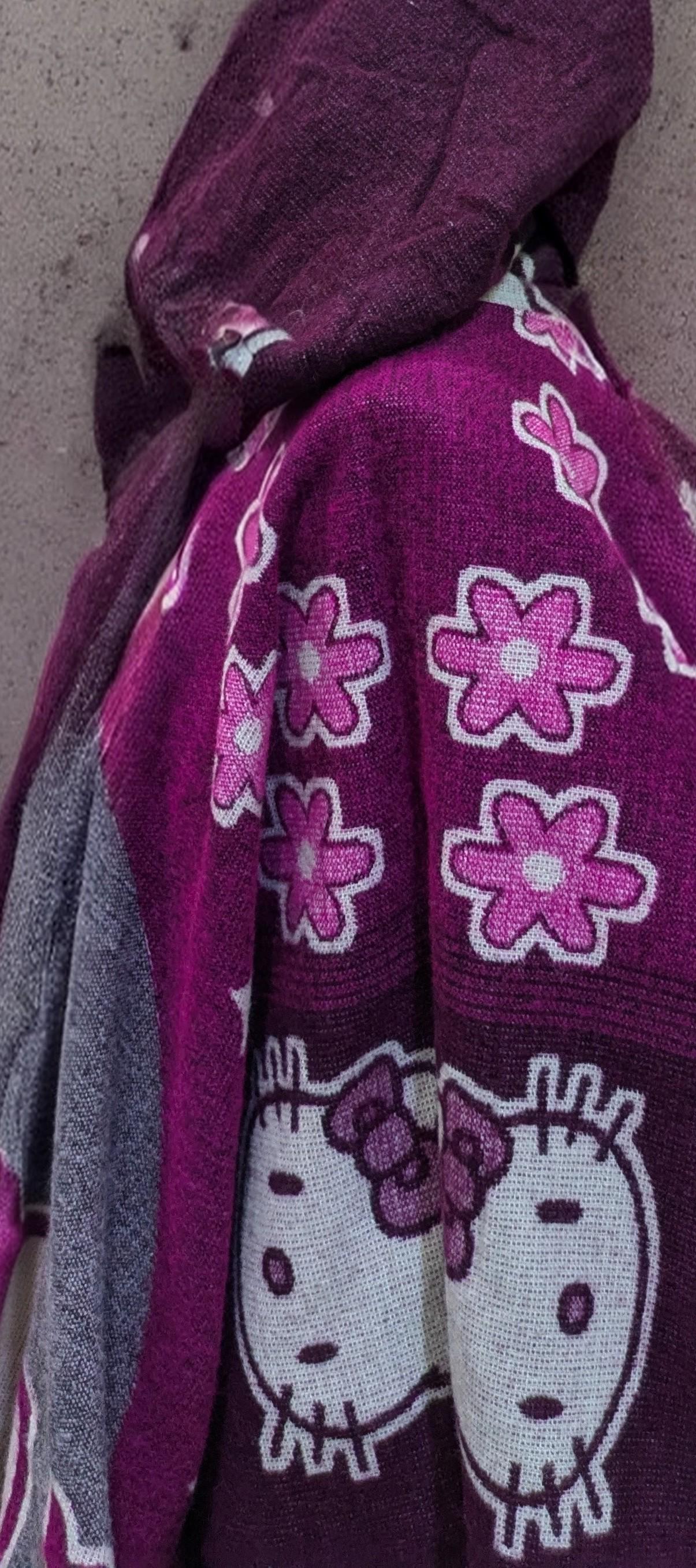 Hello Kitty Poncho Hoodie: Adult, Acrylic Wool Blend, Handmade