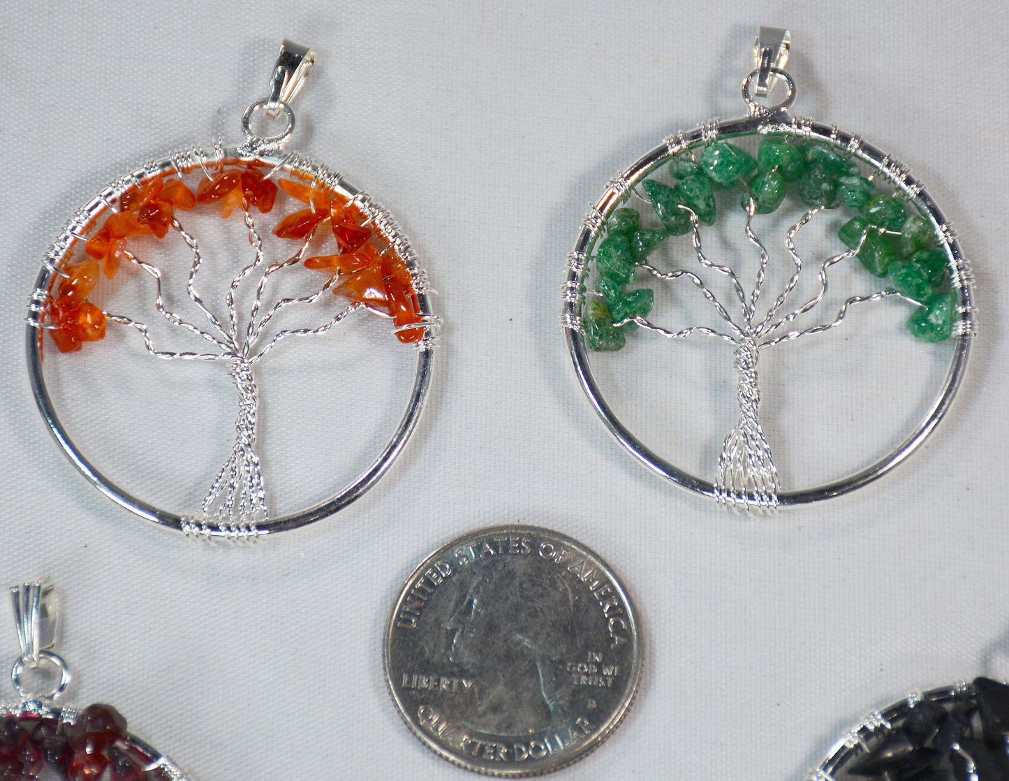 1.5-inch Natural Healing Crystals Tree of Life Chakra Gemstone Pendant - Mother&#39;s/Father&#39;s Day or Birthday/Birthstone Gift