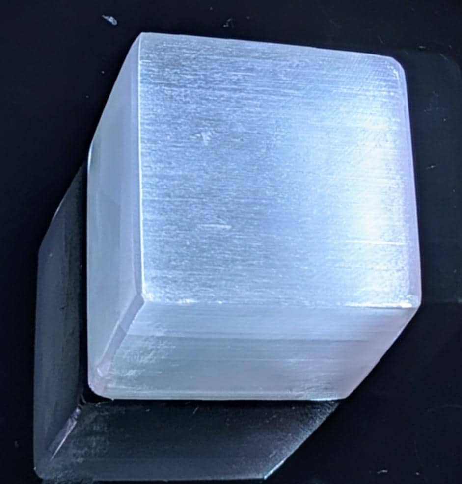 Carved and Polished Selenite Cube – Optical Teaching Aid | Healing Crystal