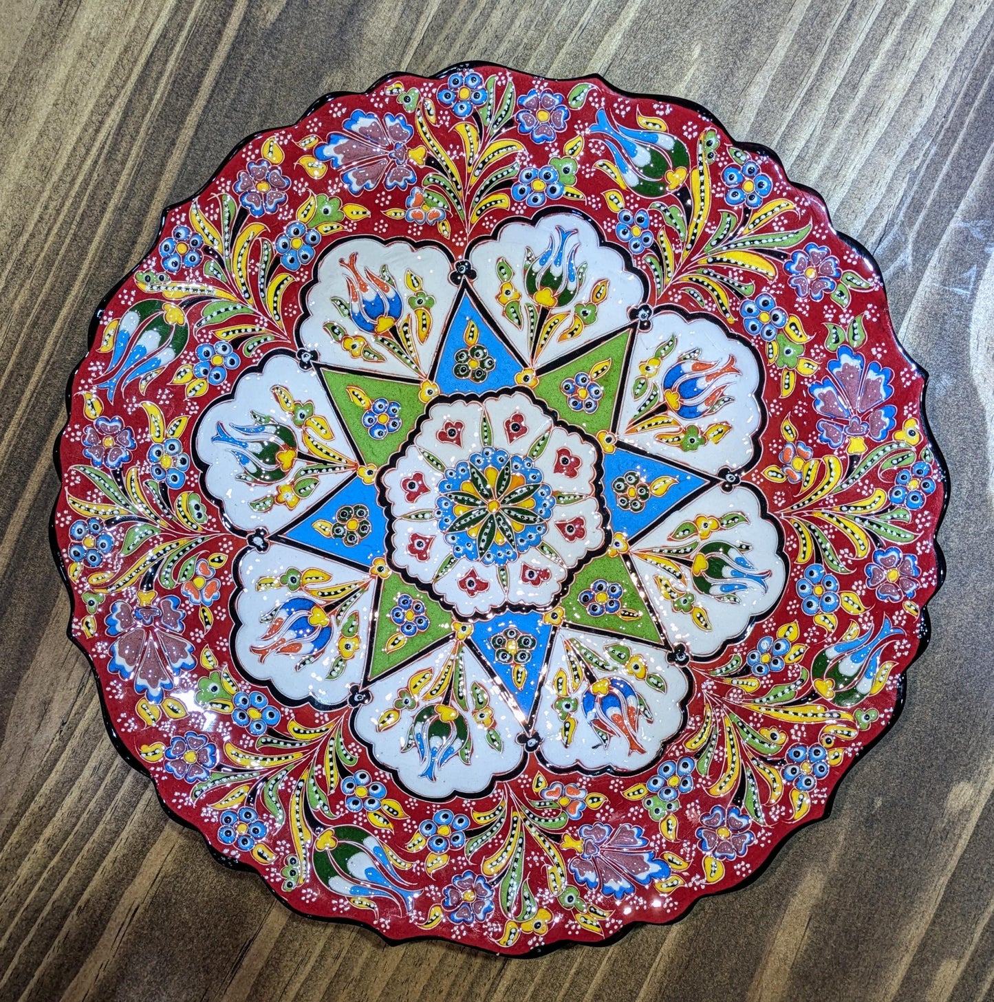 Hand-Painted Ceramic Plate – Mandala Floral Design | Textured 3D Art | Handcrafted by Emir Gini