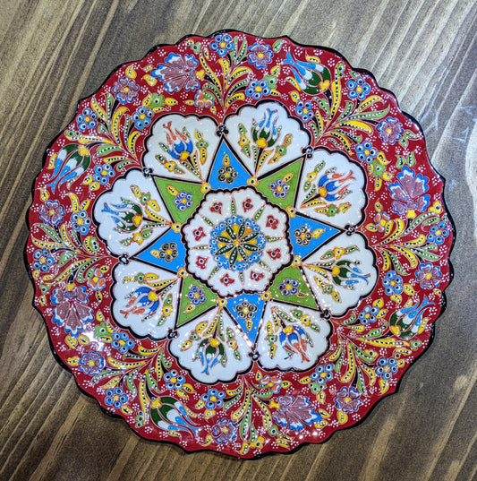 Hand-Painted Ceramic Plate – Mandala Floral Design | Textured 3D Art | Handcrafted by Emir Gini