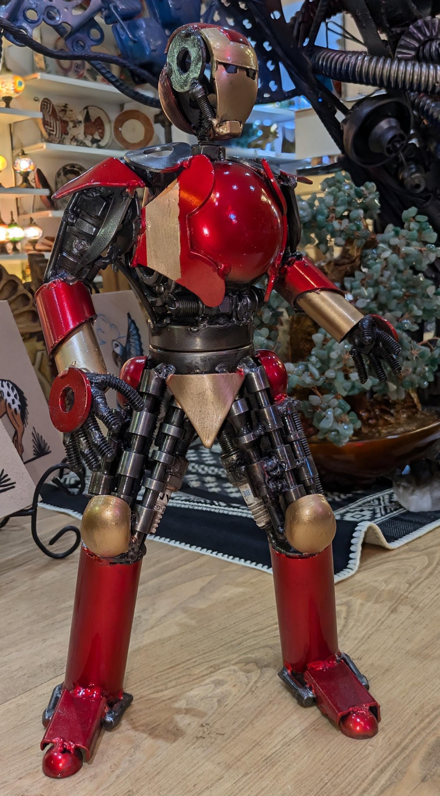 Iron Man-Inspired Recycled Metal Sculpture – Handcrafted Art Piece | New Mexico Artist Collective