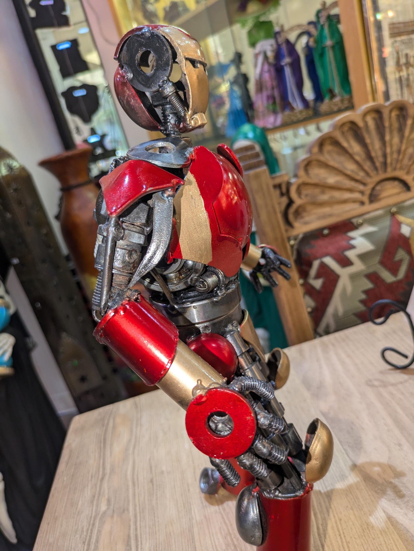 Iron Man-Inspired Recycled Metal Sculpture – Handcrafted Art Piece | New Mexico Artist Collective