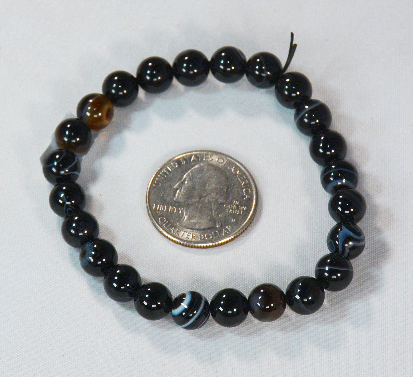 8mm Banded Black Onyx Stretch Bracelet – Healing Stone Jewelry