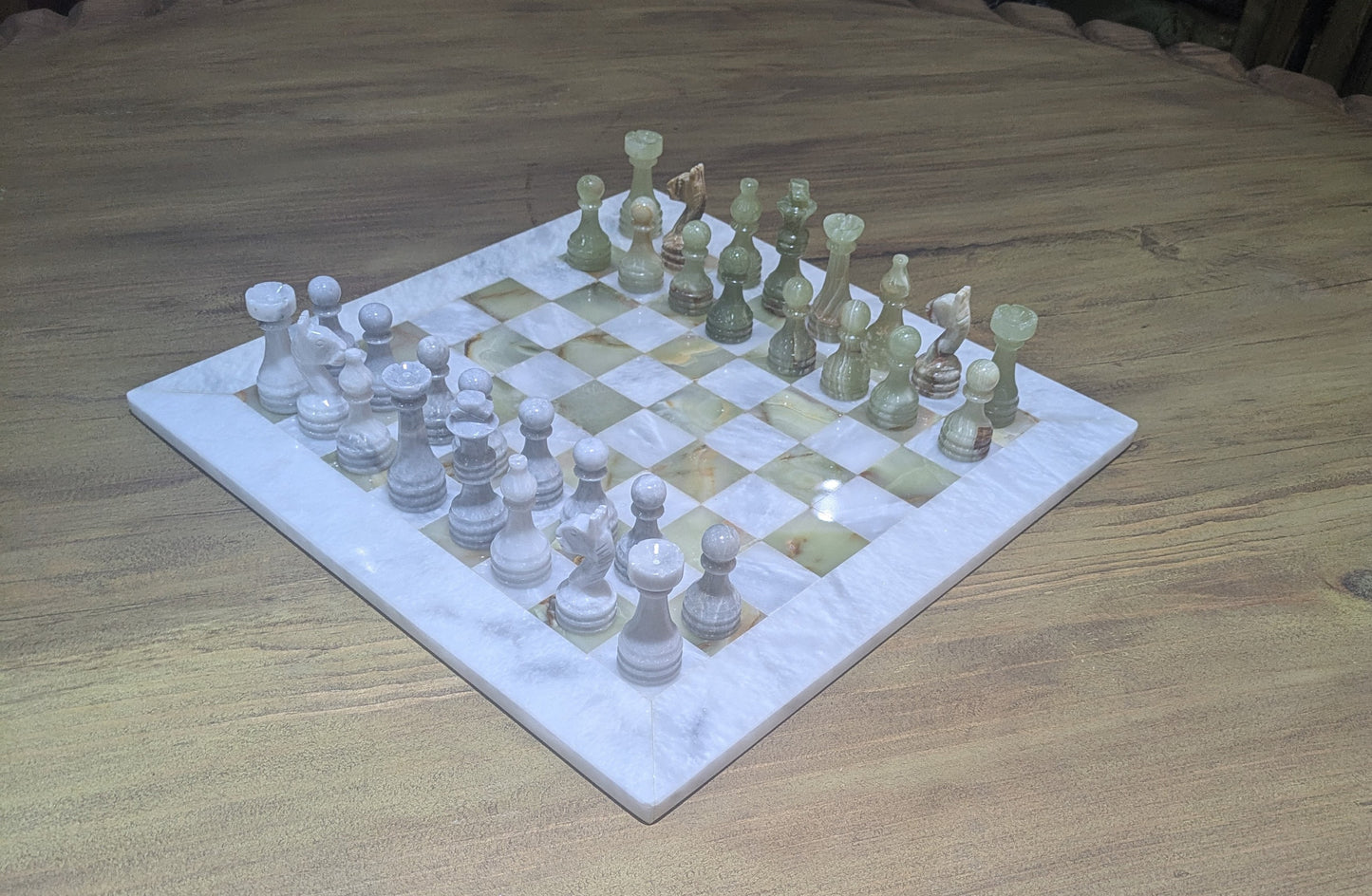 15 Handmade Marble Onyx Chess Set - Luxury Collector's Piece All Tribes Treasures