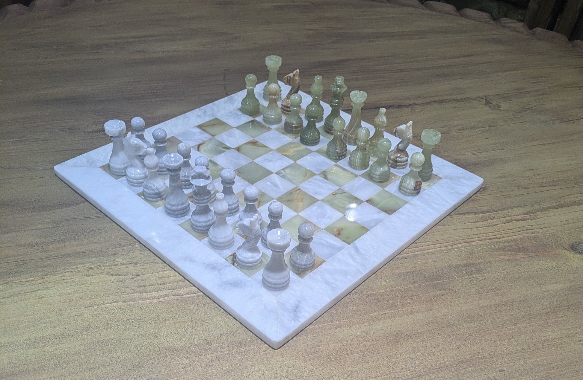 15 Handmade Marble Onyx Chess Set - Luxury Collector's Piece All Tribes Treasures