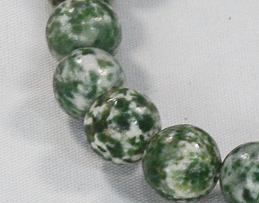 Tree Agate Stretch Bracelet on White Cord  Natural Stone Jewelry - 12mm Beads