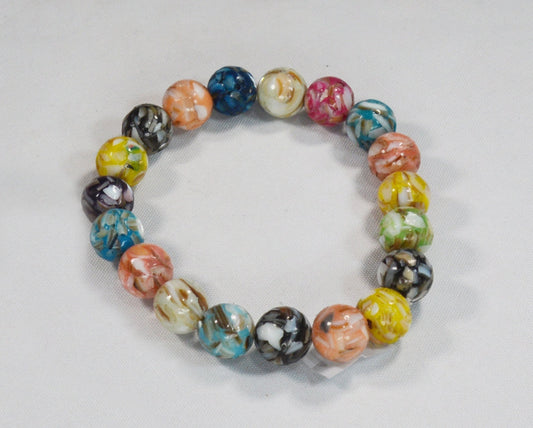 12mm Pastel Rainbow Sea Shell and Glass Mosaic Beaded Stretch Bracelet – Beach Sand Aesthetic