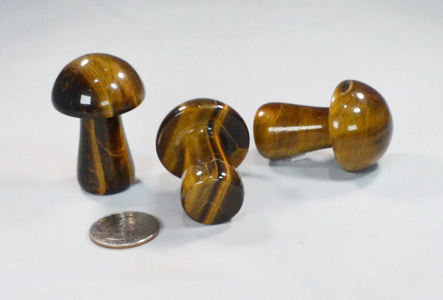Tigerseye Stone Carved Mushrooms – Unique Collectible All Tribes Treasures