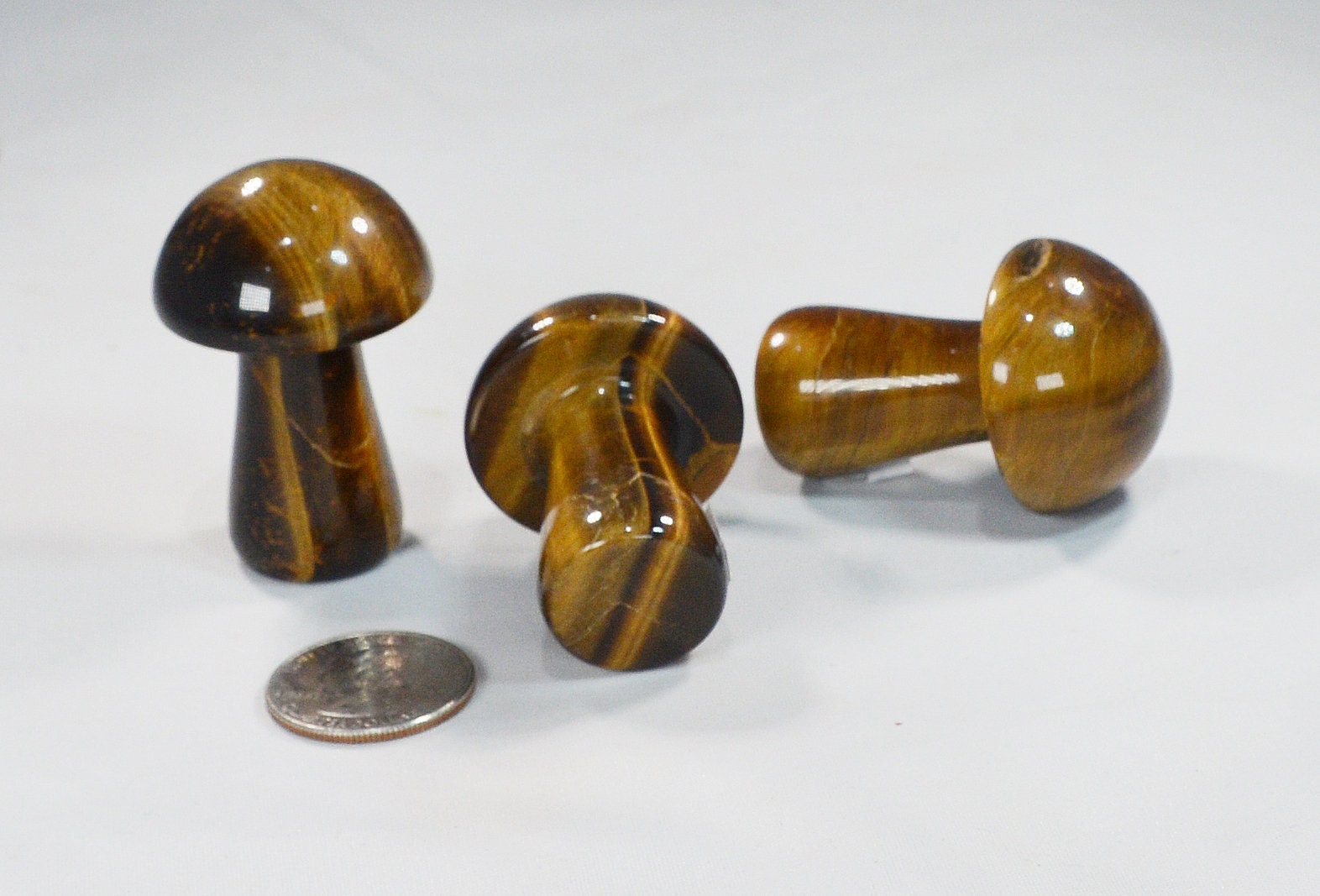 Tigerseye Stone Carved Mushrooms – Unique Collectible All Tribes Treasures
