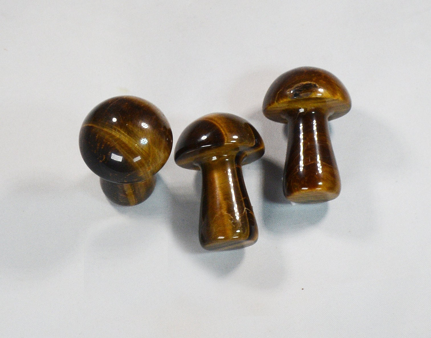 Tigerseye Stone Carved Mushrooms – Unique Collectible All Tribes Treasures