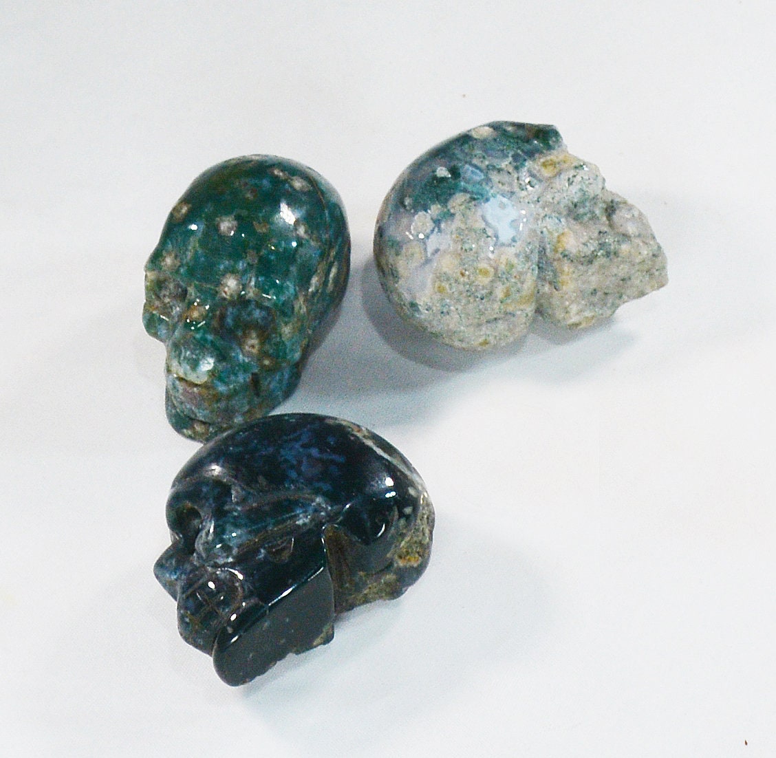 Moss Agate Skull for Growth & Balance All Tribes Treasures