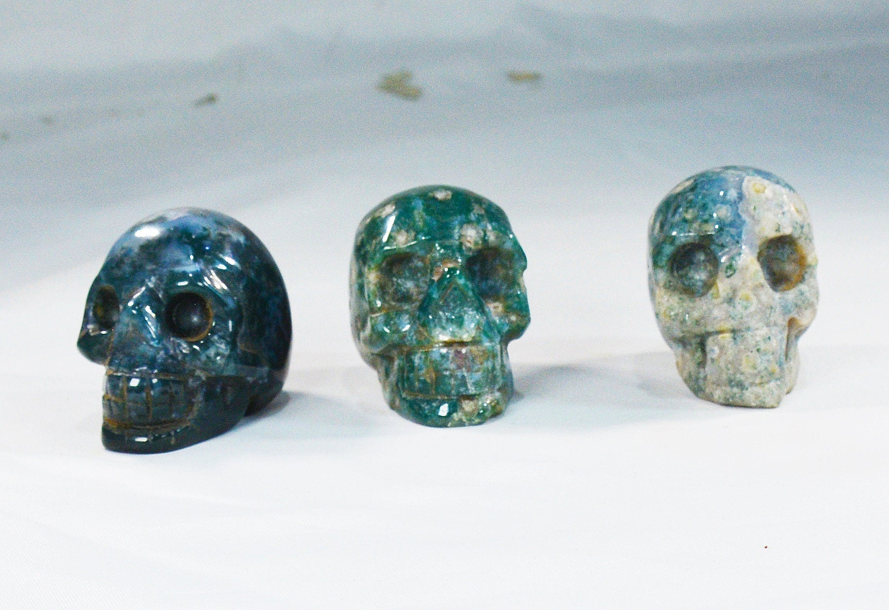 Moss Agate Skull for Growth & Balance All Tribes Treasures