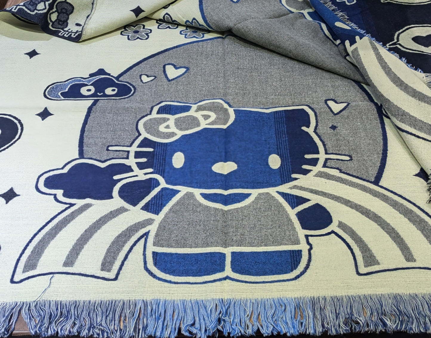 Hello Kitty Poncho Hoodie: Adult, Acrylic Wool Blend, Handmade