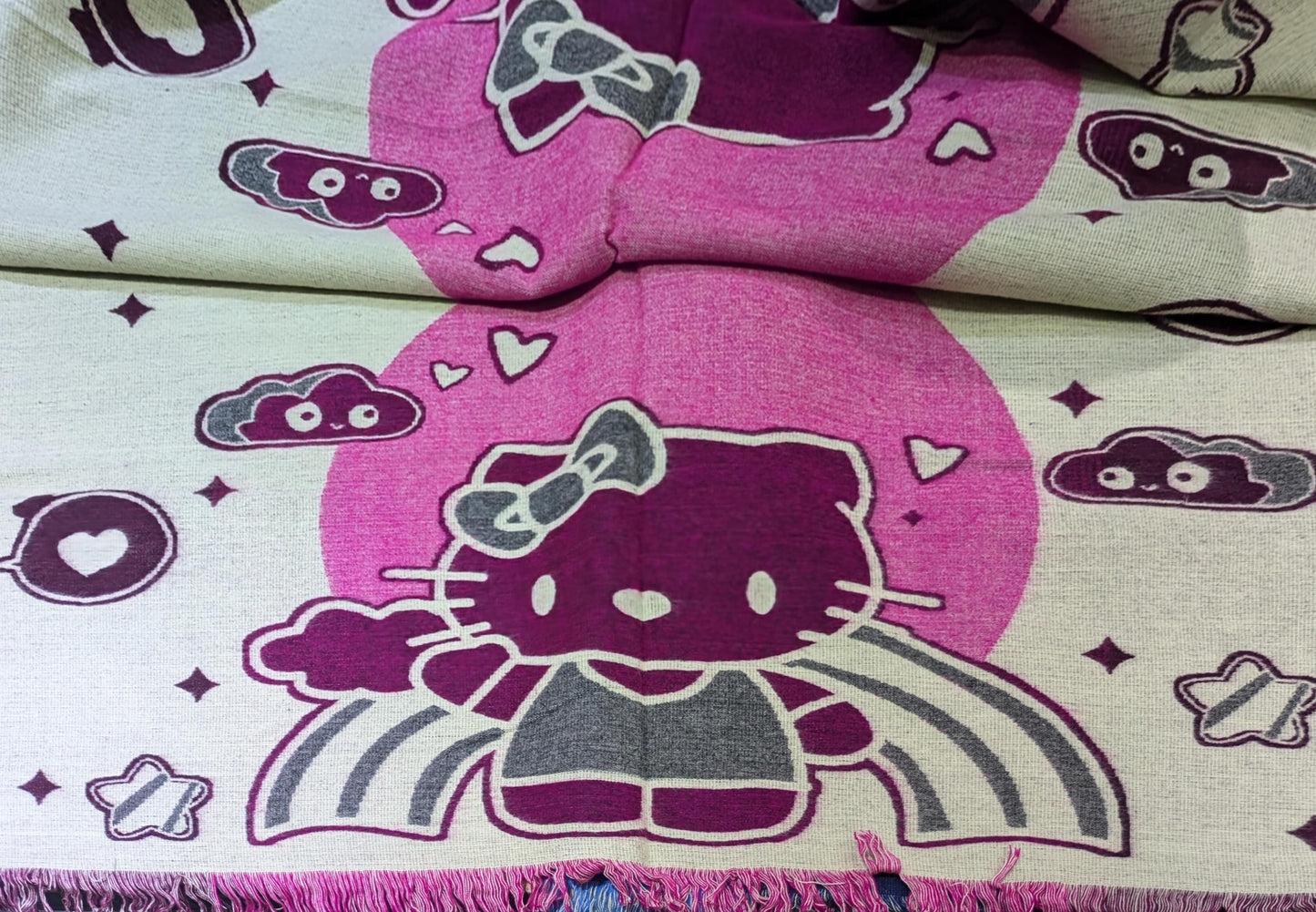 Hello Kitty Poncho Hoodie: Adult, Acrylic Wool Blend, Handmade