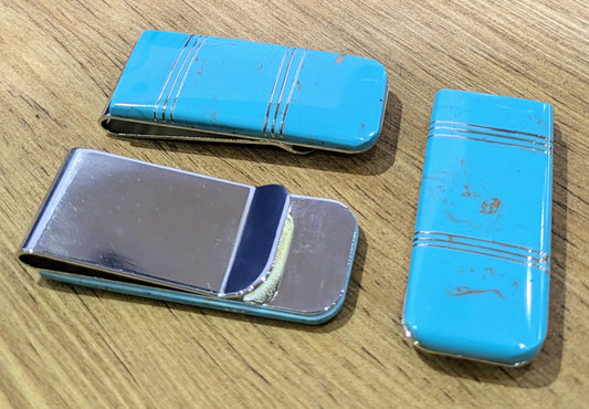 Stainless Steel Money Clip with Sky-Blue Magnesite Inlay All Tribes Treasures