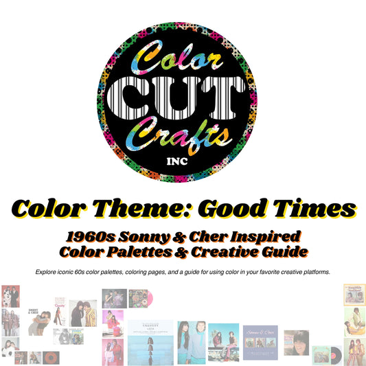 60s Sonny & Cher-Inspired Digital Coloring Book w/ Color Palettes | 29-Page eBook for Adobe, Canva, Cricut, Silhouette | 120+ Files/Formats